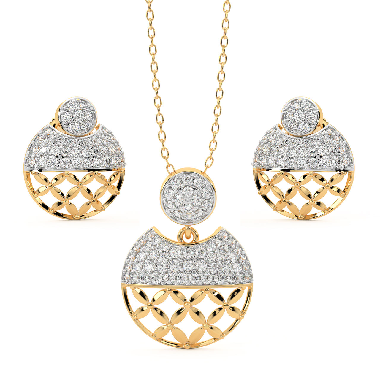 Talib Round Diamond Pendant Set